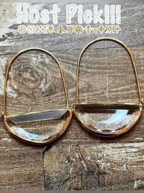 Anthropologie Crystal Clear Faceted Crescent Moon Wire Threader Hoop Earrings
